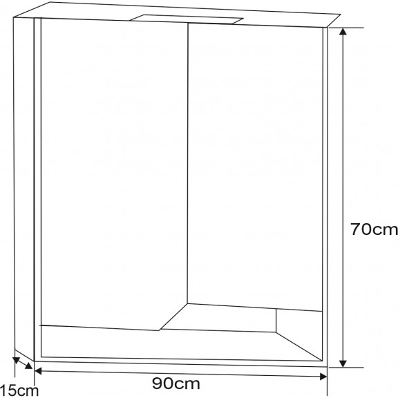Огледален PVC шкаф, 90X15X70CM