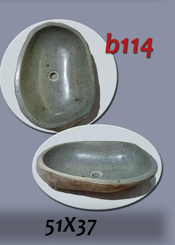 Умивалник от речен камък ръчна изработка, без сифон, РАЗМЕР 51x37см., полирани отвътре и с натуралния си вид отвън