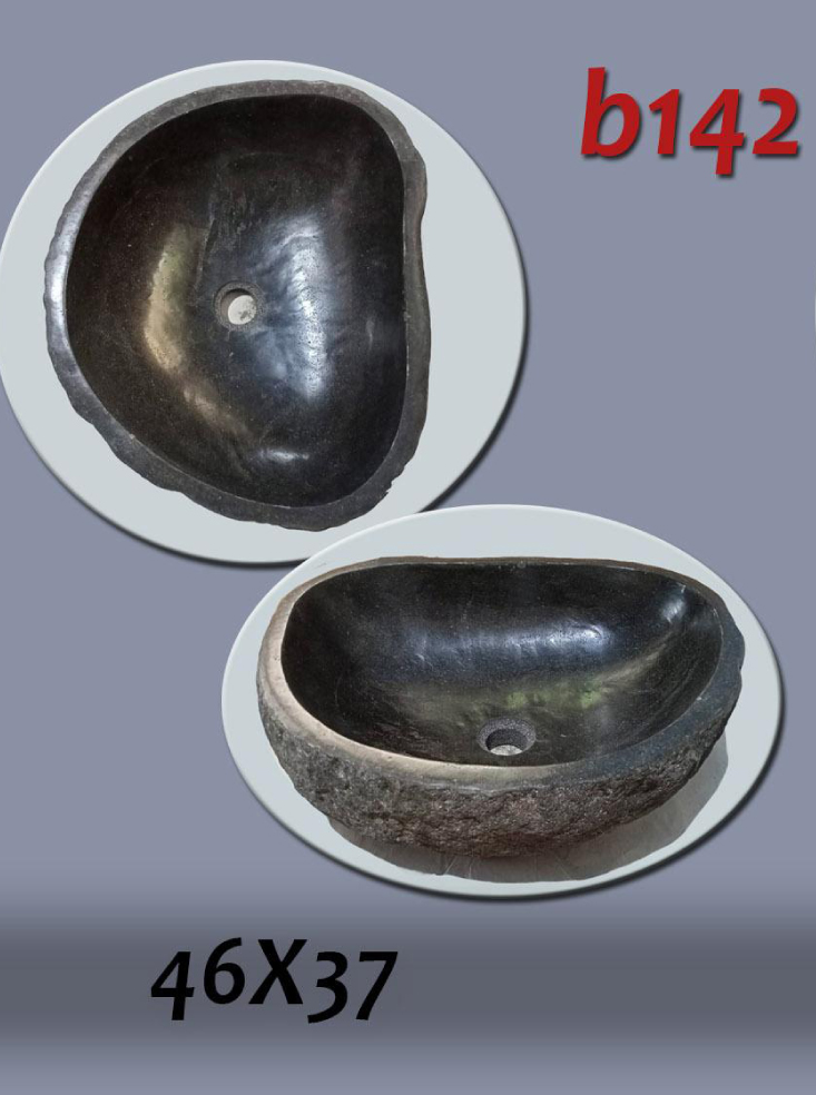 Умивалник от речен камък ръчна изработка, без сифон, РАЗМЕР 46x37см., полирани отвътре и с натуралния си вид отвън