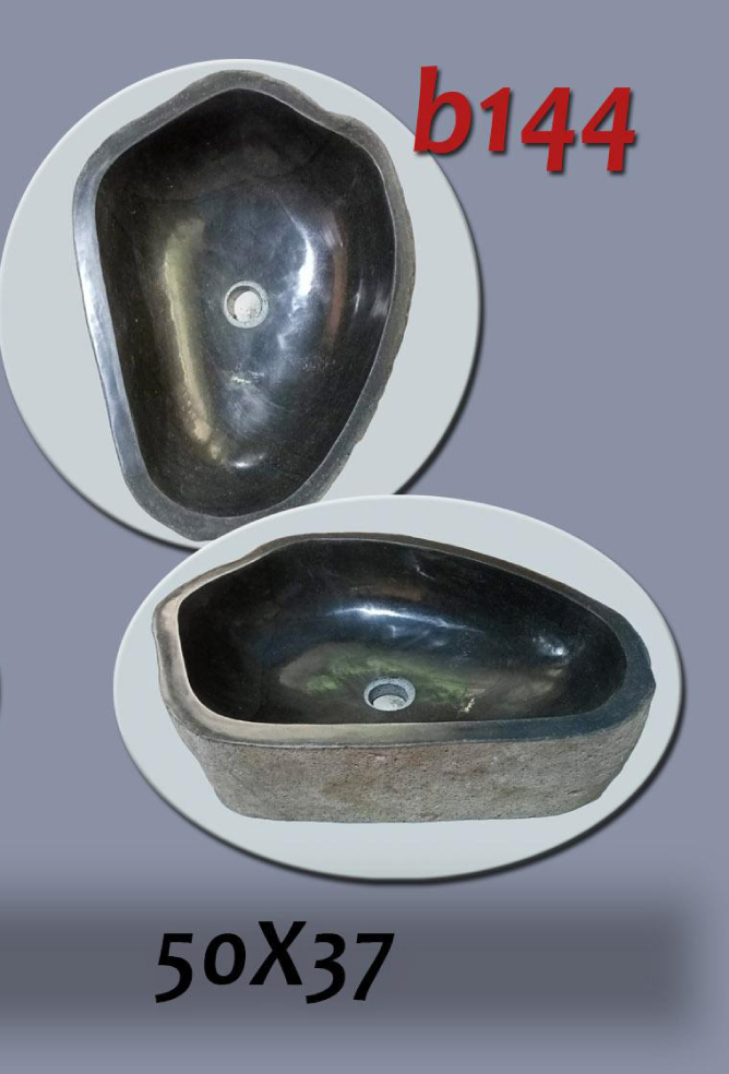 Умивалник от речен камък ръчна изработка, без сифон, РАЗМЕР 50x37см., полирани отвътре и с натуралния си вид отвън