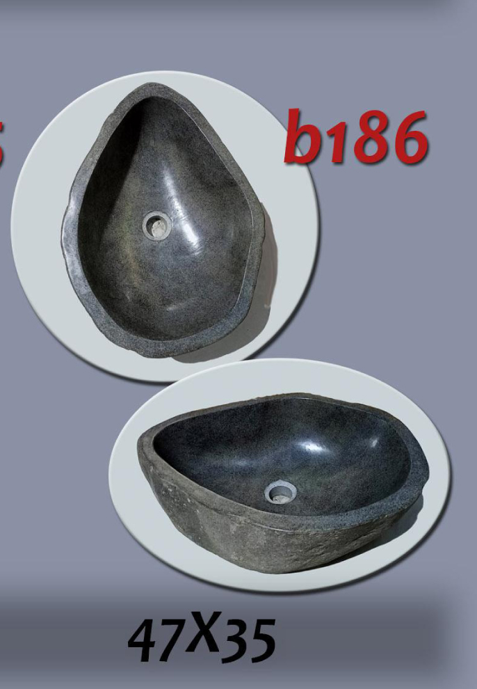 Умивалник от речен камък ръчна изработка, без сифон, РАЗМЕР 47x35см., полирани отвътре и с натуралния си вид отвън