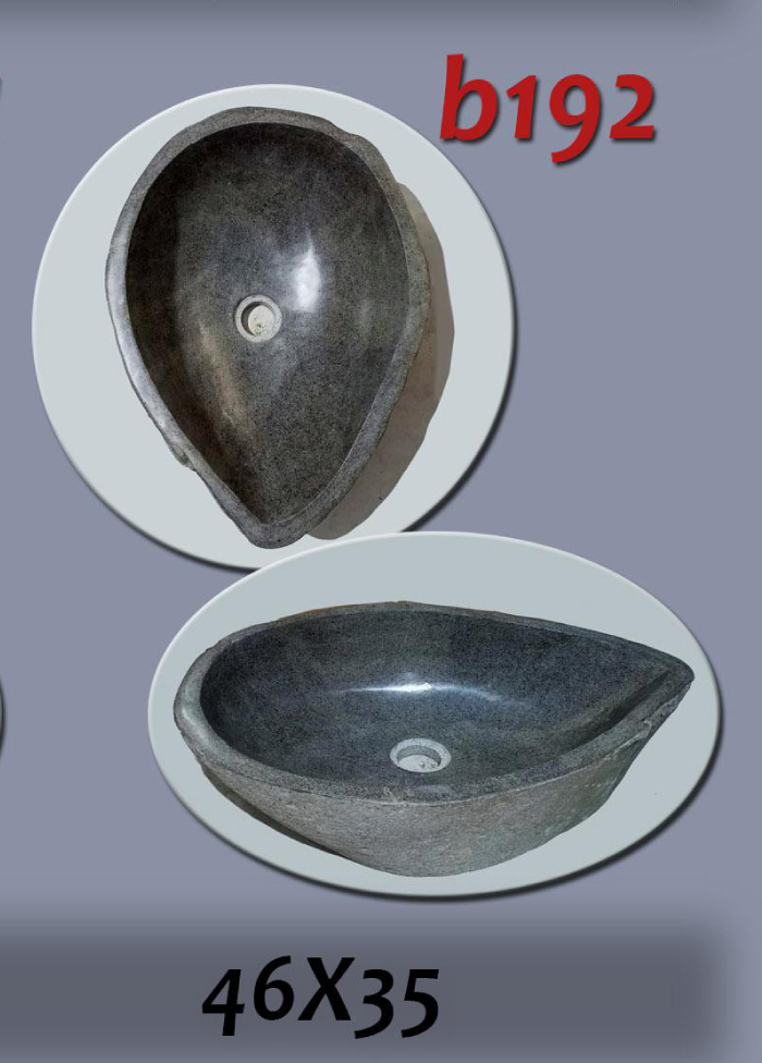 Умивалник от речен камък ръчна изработка, без сифон, РАЗМЕР 46x35см., полирани отвътре и с натуралния си вид отвън