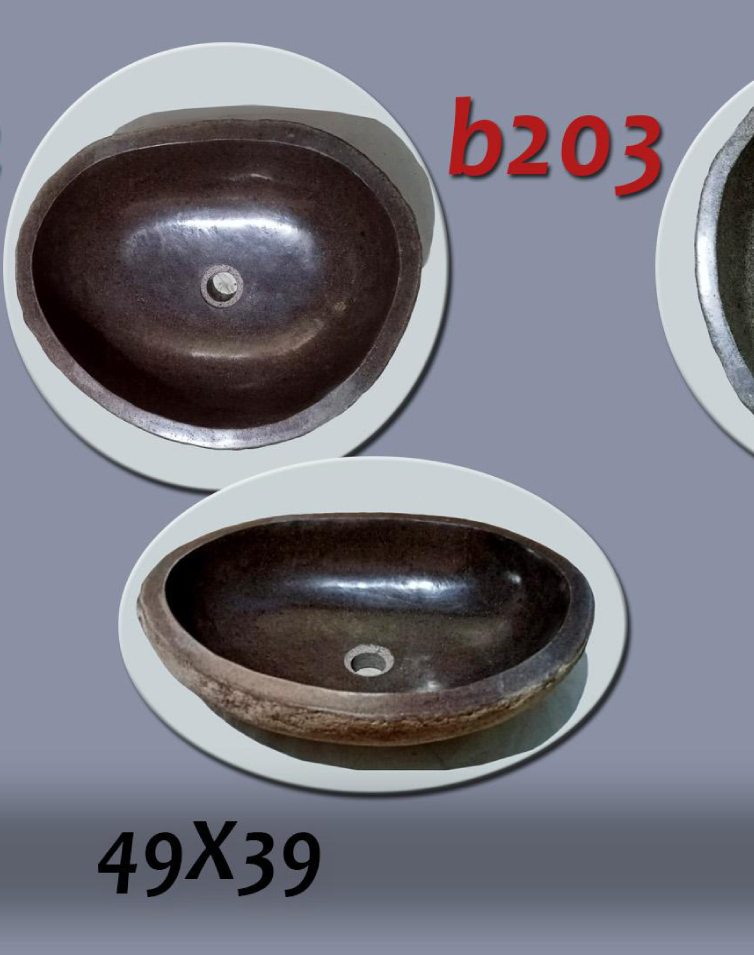 Умивалник от речен камък ръчна изработка, без сифон, РАЗМЕР 49x39см., полирани отвътре и с натуралния си вид отвън