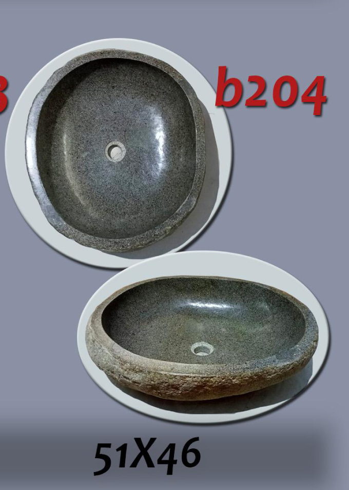 Умивалник от речен камък ръчна изработка, без сифон, РАЗМЕР 51x46см., полирани отвътре и с натуралния си вид отвън