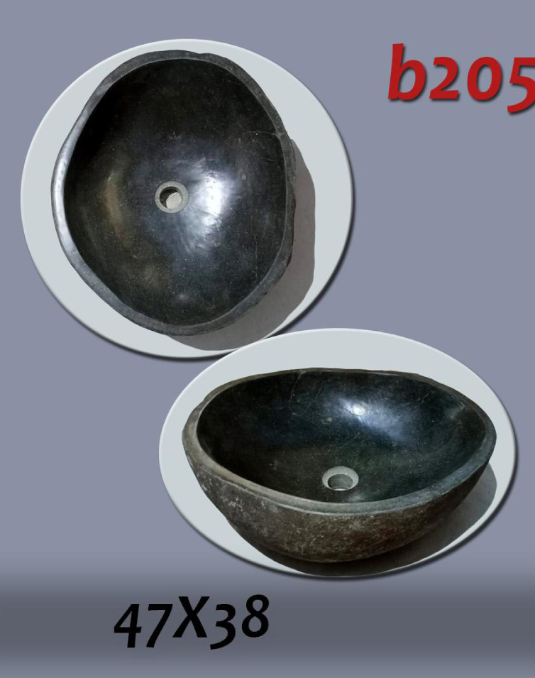 Умивалник от речен камък ръчна изработка, без сифон, РАЗМЕР 47x38см., полирани отвътре и с натуралния си вид отвън