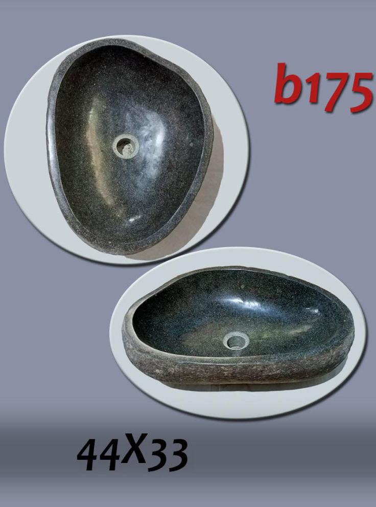 Умивалник от речен камък ръчна изработка, без сифон, РАЗМЕР 44x33см., полирани отвътре и с натуралния си вид отвън