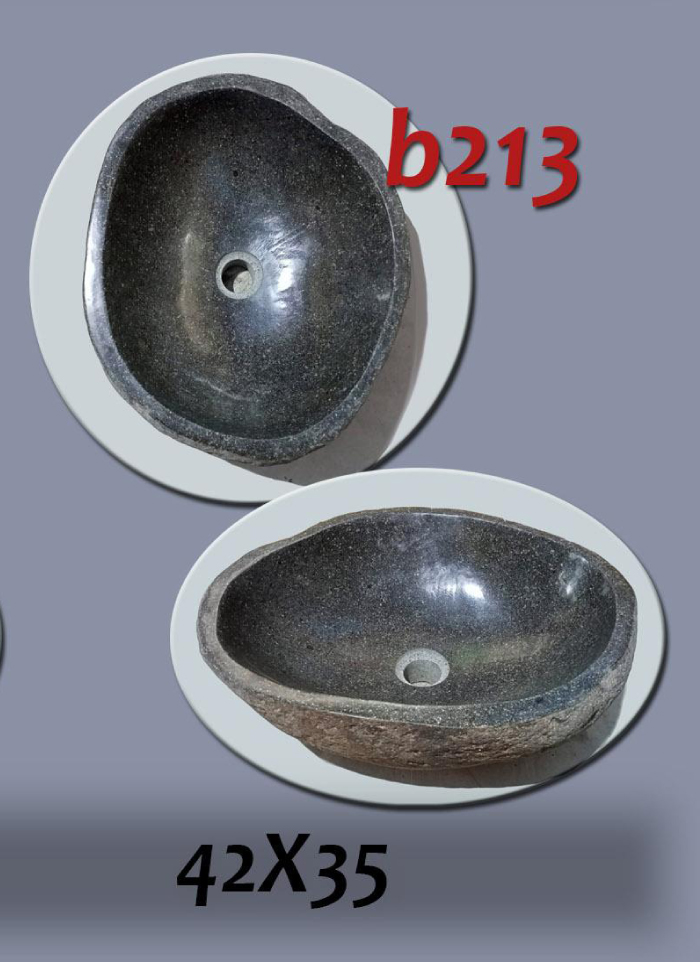 Умивалник от речен камък ръчна изработка, без сифон, РАЗМЕР 42x35см., полирани отвътре и с натуралния си вид отвън
