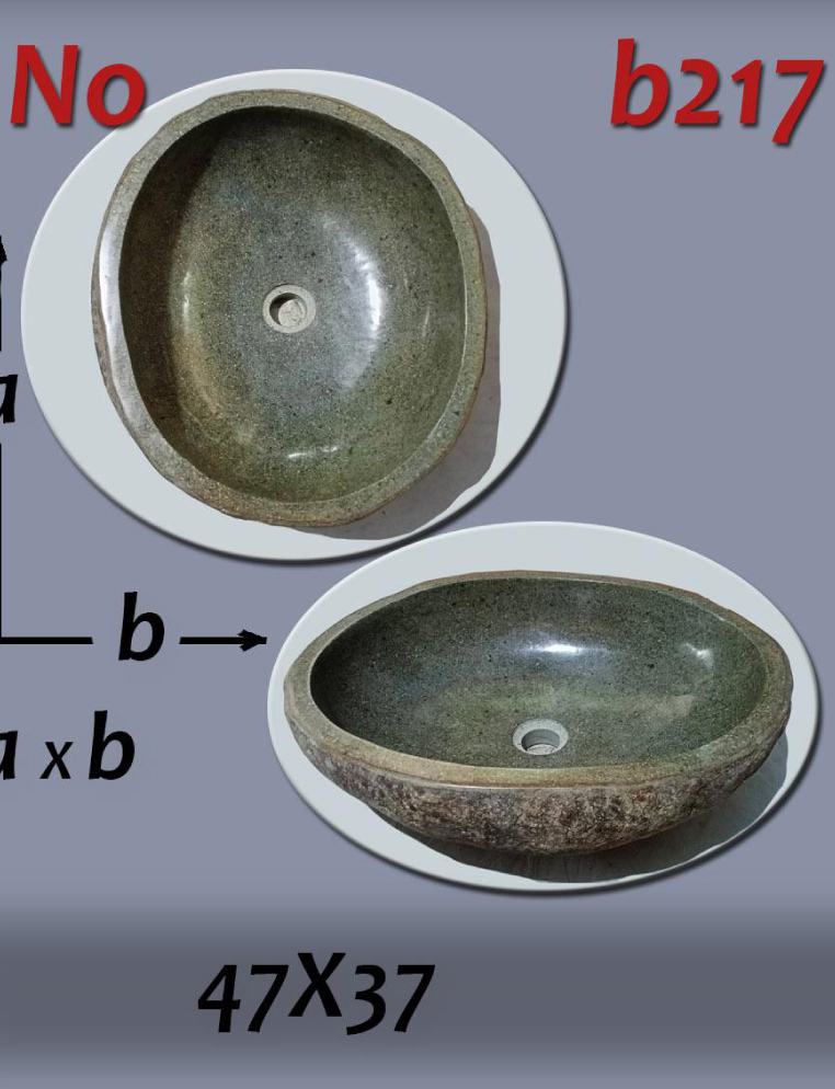 Умивалник от речен камък ръчна изработка, без сифон, РАЗМЕР 47x37см., полирани отвътре и с натуралния си вид отвън