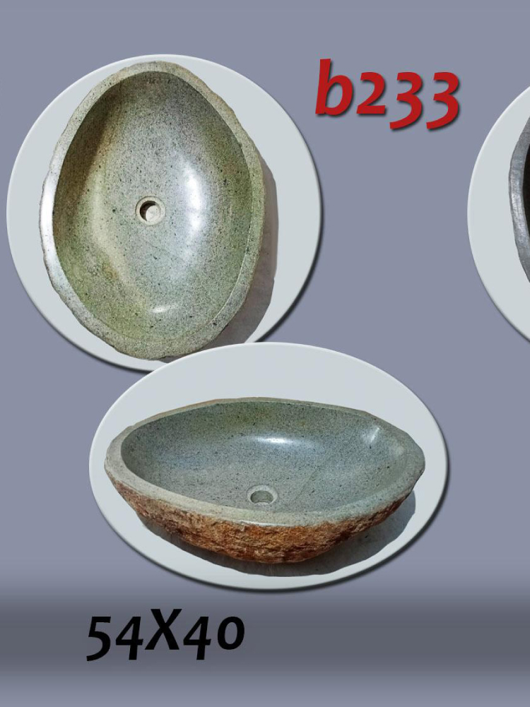 Умивалник от речен камък ръчна изработка, без сифон, РАЗМЕР 54x40см., полирани отвътре и с натуралния си вид отвън