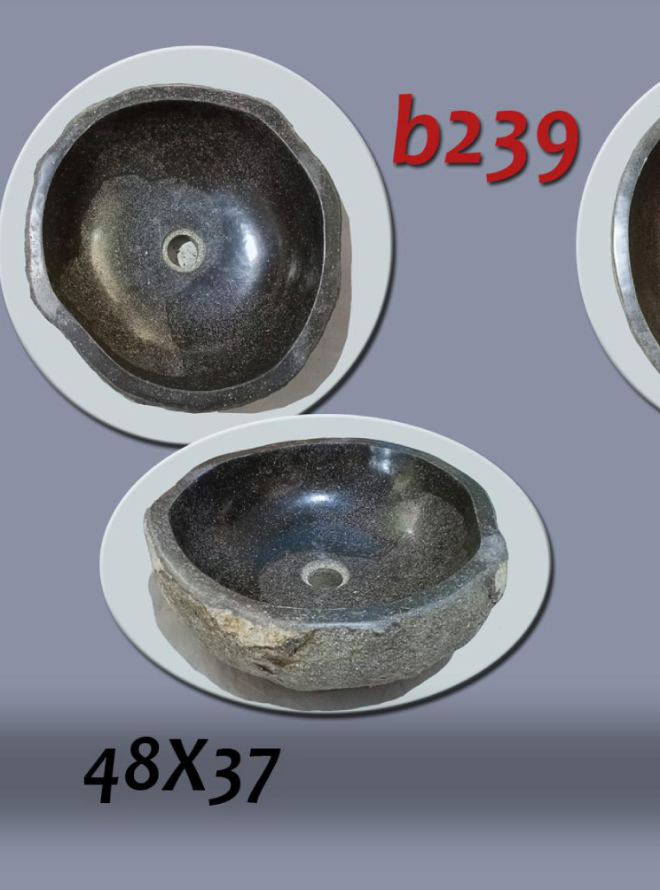Умивалник от речен камък ръчна изработка, без сифон, РАЗМЕР 48x37см., полирани отвътре и с натуралния си вид отвън