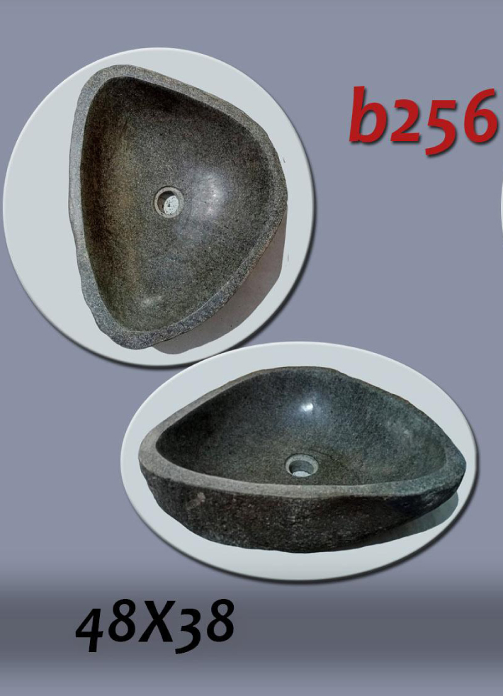 Умивалник от речен камък ръчна изработка, без сифон, РАЗМЕР 48x38см., полирани отвътре и с натуралния си вид отвън