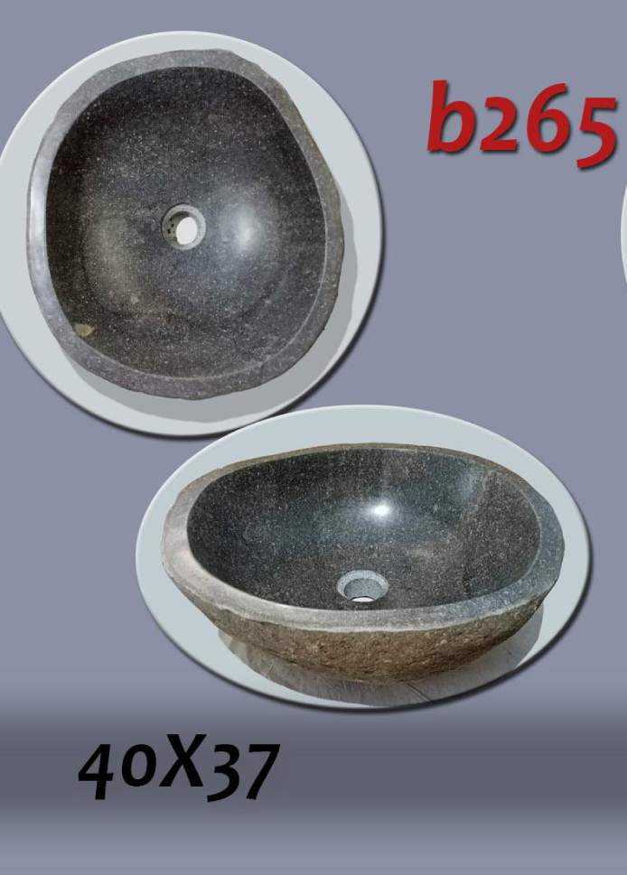 Умивалник от речен камък ръчна изработка, без сифон, РАЗМЕР 40x37см., полирани отвътре и с натуралния си вид отвън