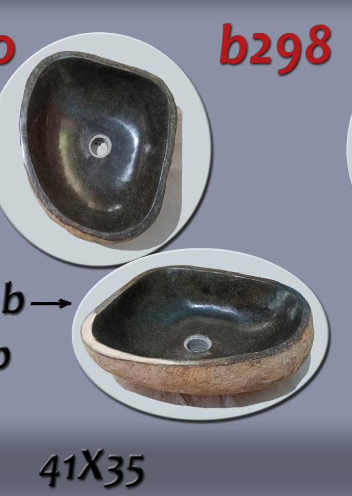 Умивалник от речен камък ръчна изработка, без сифон, РАЗМЕР 41x35см., полирани отвътре и с натуралния си вид отвън
