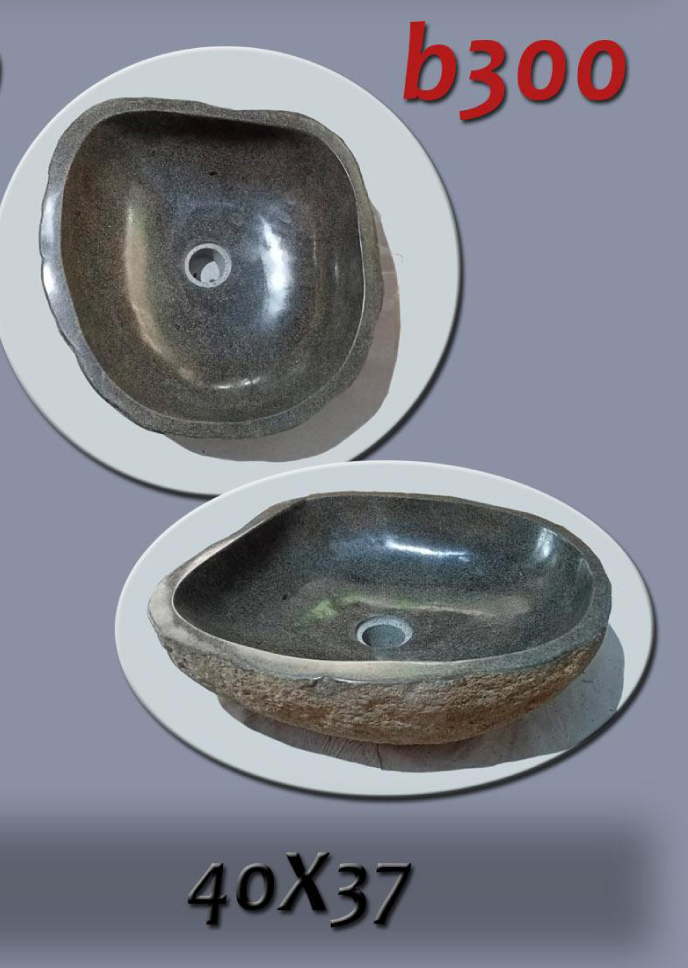 Умивалник от речен камък ръчна изработка, без сифон, РАЗМЕР 40x37см., полирани отвътре и с натуралния си вид отвън