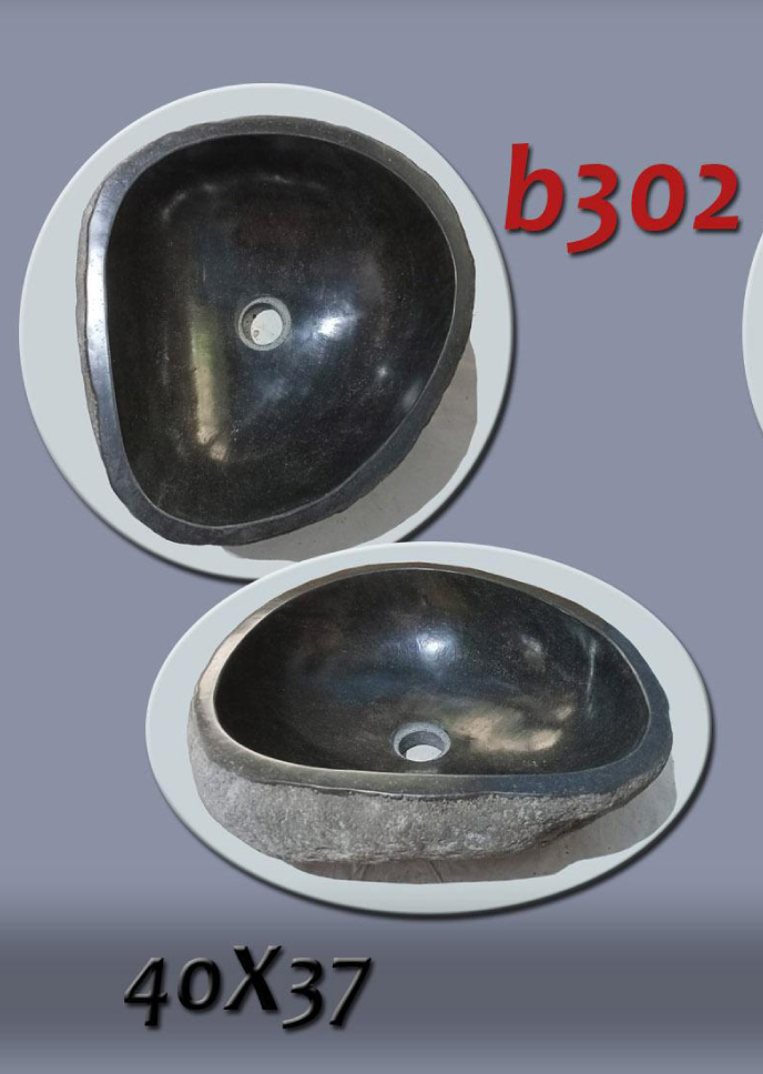 Умивалник от речен камък ръчна изработка, без сифон, РАЗМЕР 40x37см., полирани отвътре и с натуралния си вид отвън