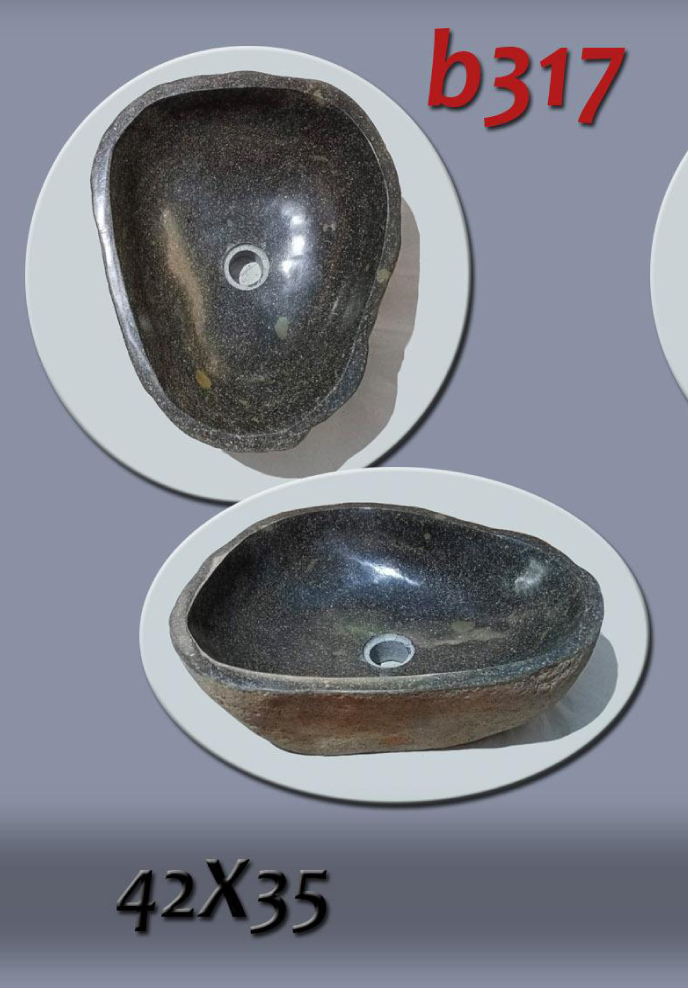 Умивалник от речен камък ръчна изработка, без сифон, РАЗМЕР 42x35см., полирани отвътре и с натуралния си вид отвън