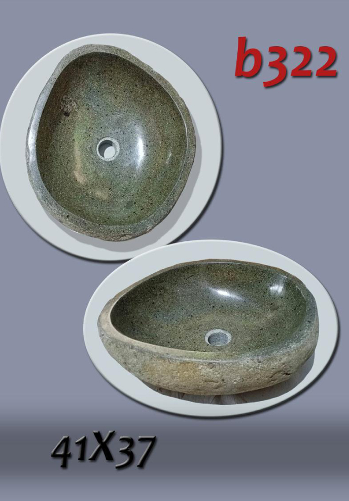 Умивалник от речен камък ръчна изработка, без сифон, РАЗМЕР 41x37см., полирани отвътре и с натуралния си вид отвън
