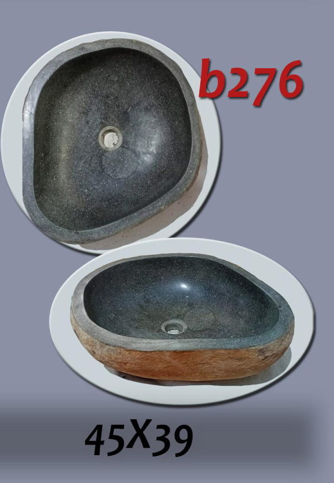 Умивалник от речен камък ръчна изработка, без сифон, РАЗМЕР 45x39см., полирани отвътре и с натуралния си вид отвън