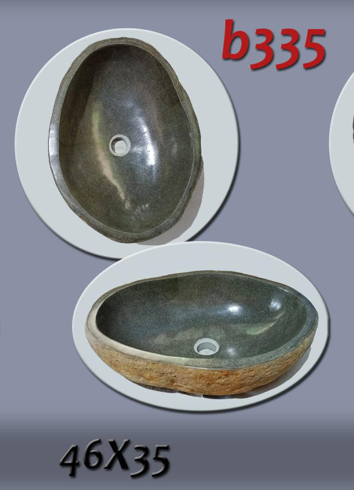 Умивалник от речен камък ръчна изработка, без сифон, РАЗМЕР 46x35см., полирани отвътре и с натуралния си вид отвън