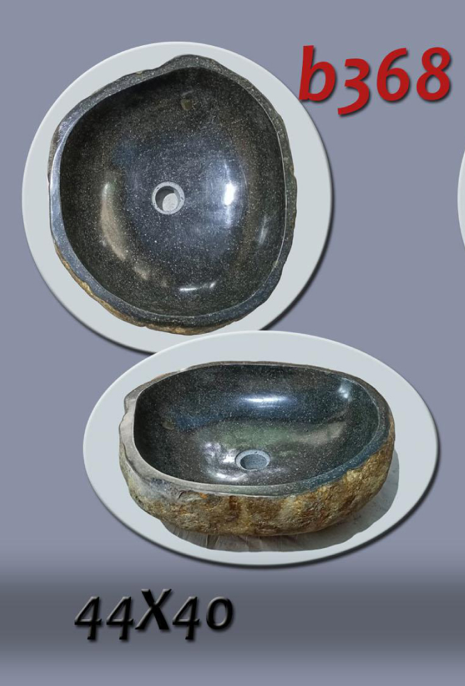 Умивалник от речен камък ръчна изработка, без сифон, РАЗМЕР 44x40см., полирани отвътре и с натуралния си вид отвън