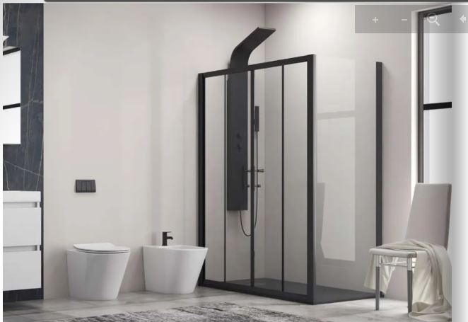 Karag кабина 150x90x190см, прозрачно стъкло 6мм, профил ЧЕРЕН, Nano покритие