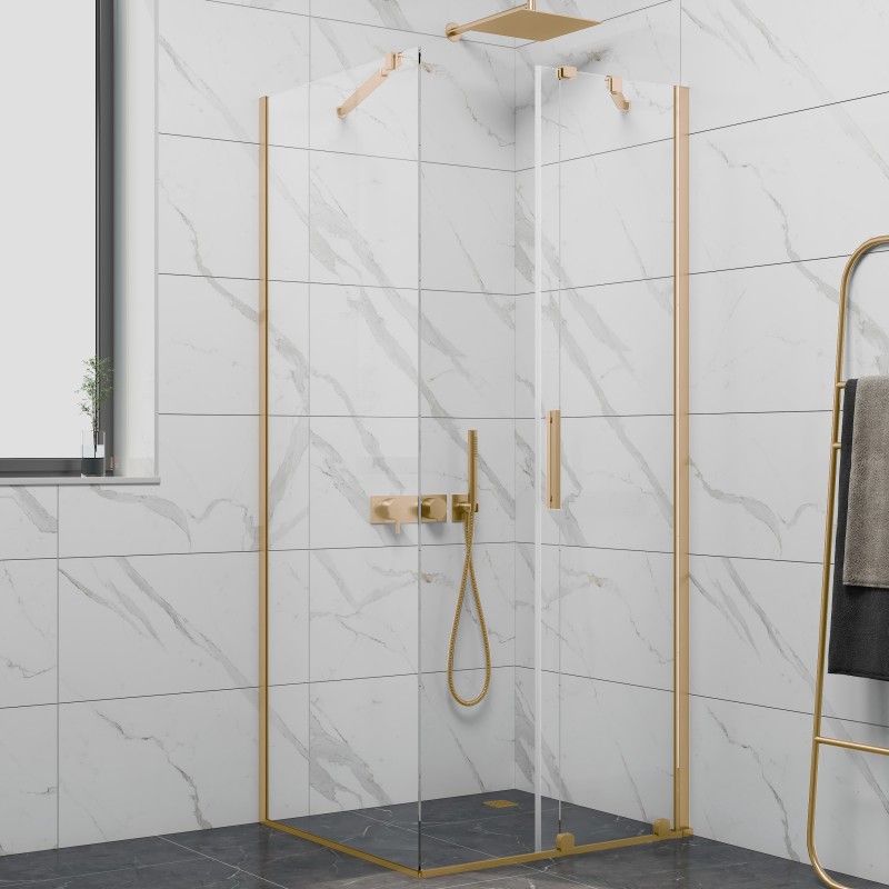 Душ кабина с плъзгане прозрачно стъкло - 6мм, размер 60*110*200, обков BRUSHED GOLD                                  