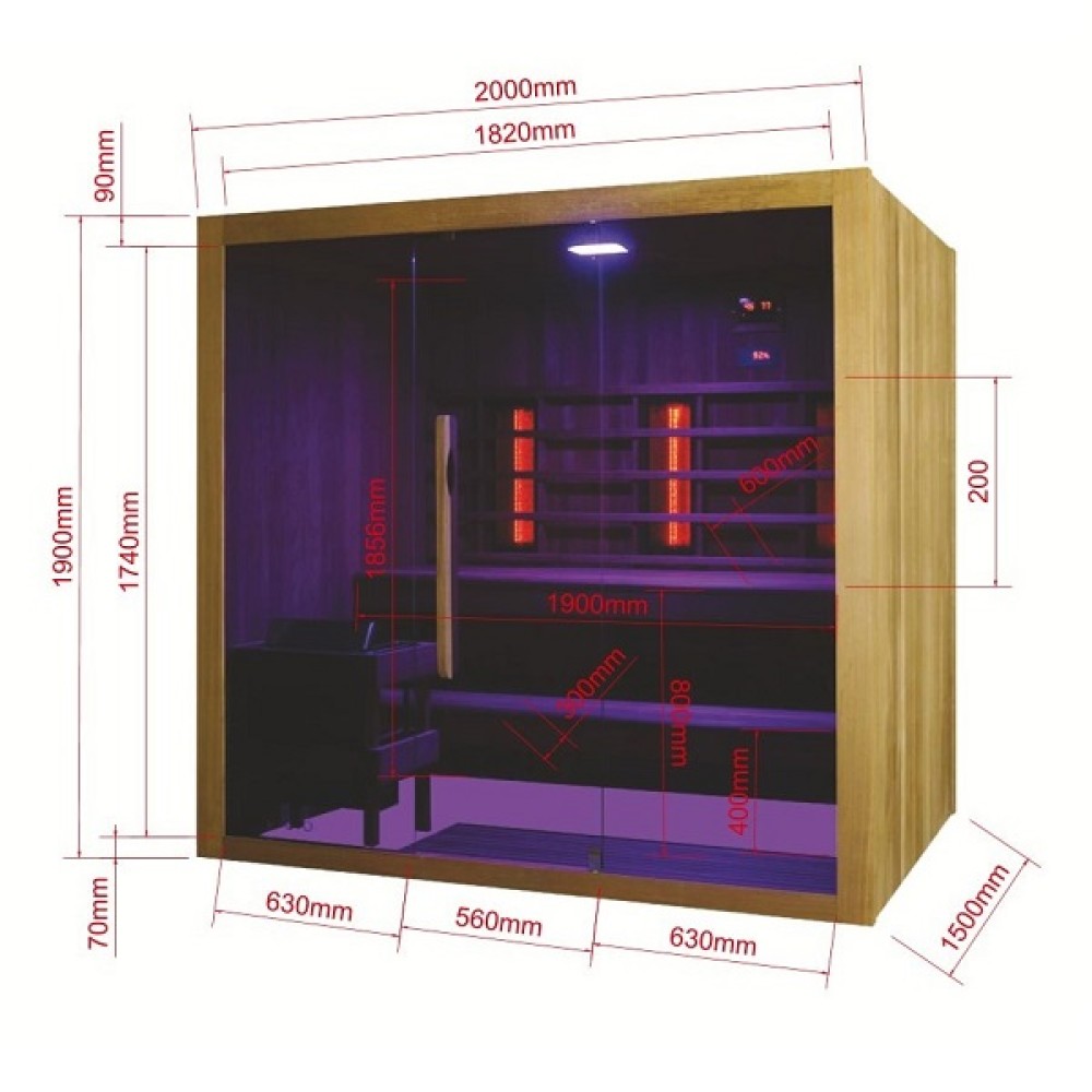 SANOTECHNIK Финландска сауна и инфрачервена кабина за 4-5 човекa Размер: 200x150x190см