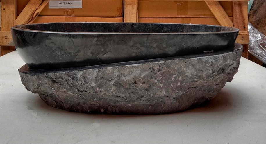 Умивалник от мрамор ръчна изработка, без сифон, 36x50x15см, полирани отвътре 