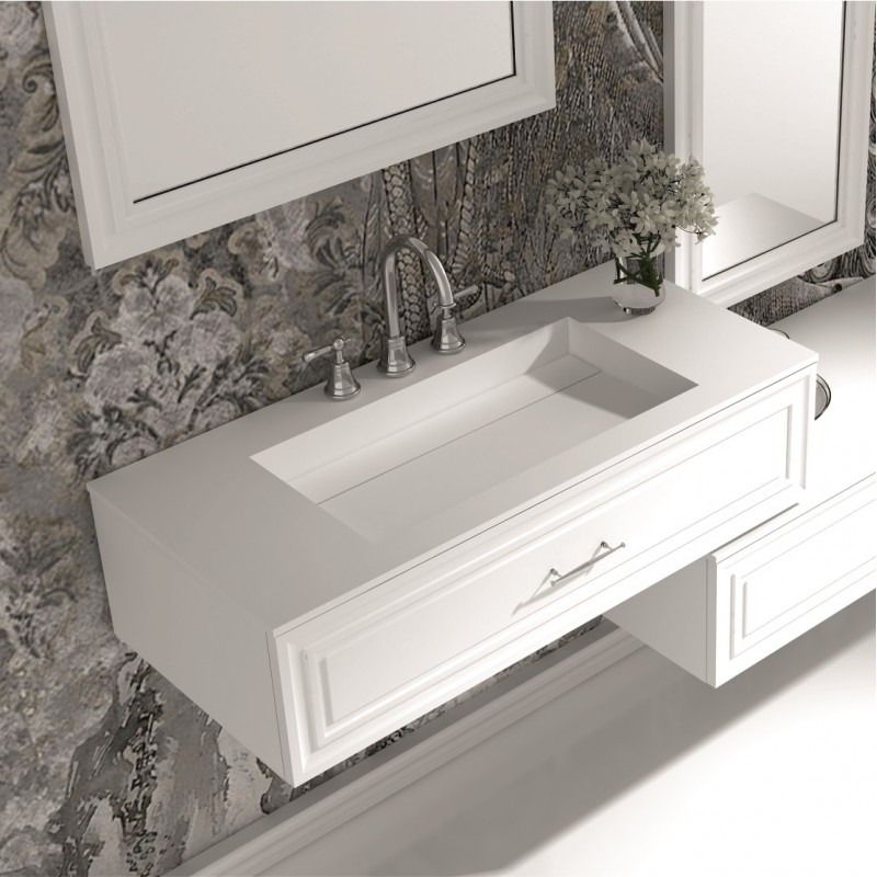 Умивалник и шкаф от материал iStone Solid Surface, размер 100*46*25 см, без сифон