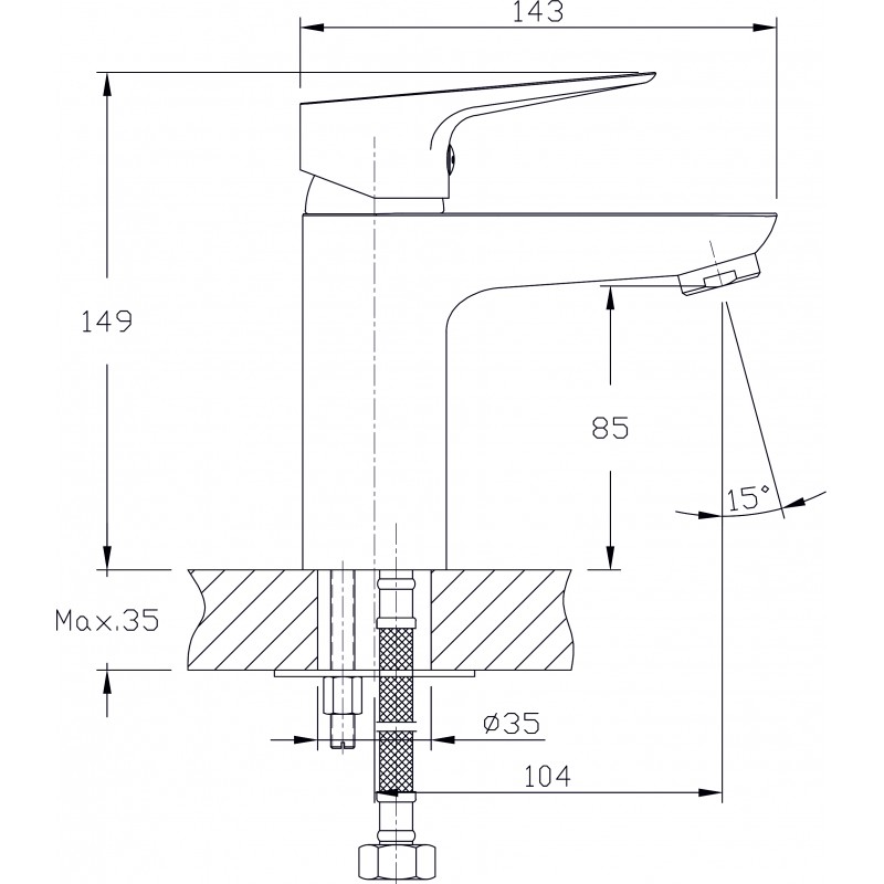 INTERCERAMIC Месингов смесител за умивалник хром