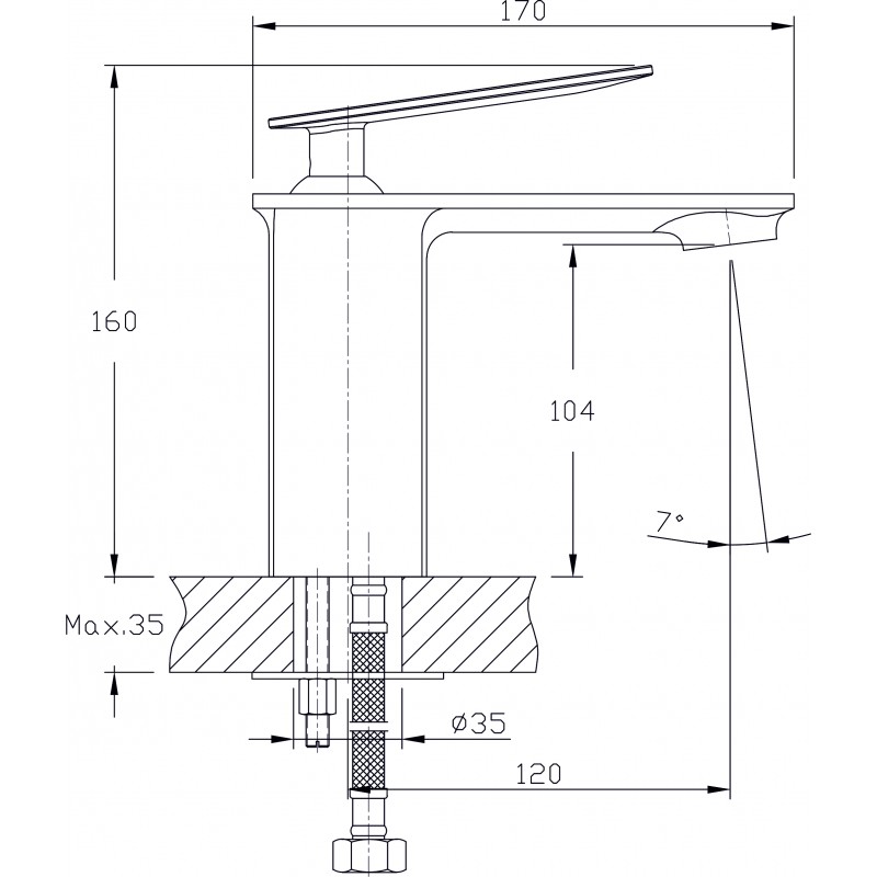 INTERCERAMIC Месингов смесител за умивалник хром