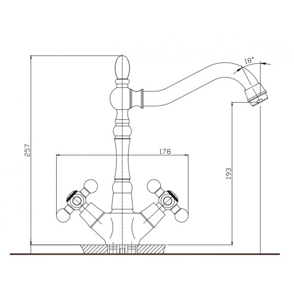 INTERCERAMIC Месингов смесител за умивалник старо злато