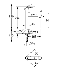 GROHE Eurosmart Cosmopolitan Смесител за умивалник 1/2″, едноръкохватков XL-размер