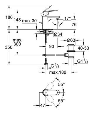 GROHE Eurosmart Cosmopolitan Смесител за умивалник 1/2″, едноръкохватков, S-размер