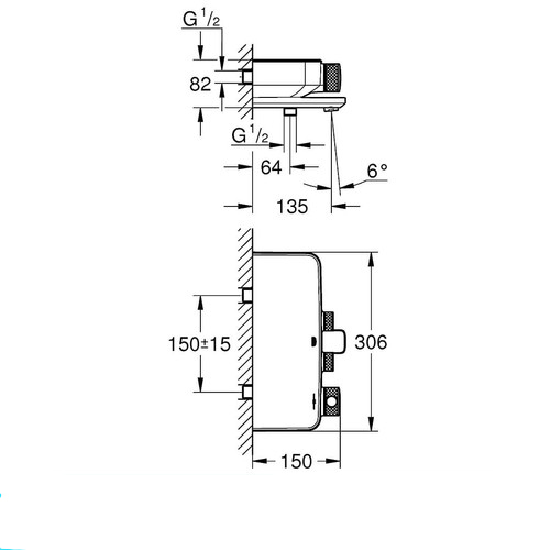 GROHE Grohtherm SmartControl Термостатен смесител за вана/душ, 1/2″