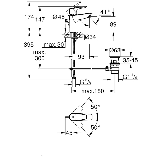 GROHE bauedge 23 328 001смесител за умивалник 1/2″, s-размер