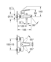 GROHE Eurosmart Смесител за вана 1/2″, едноръкохватков