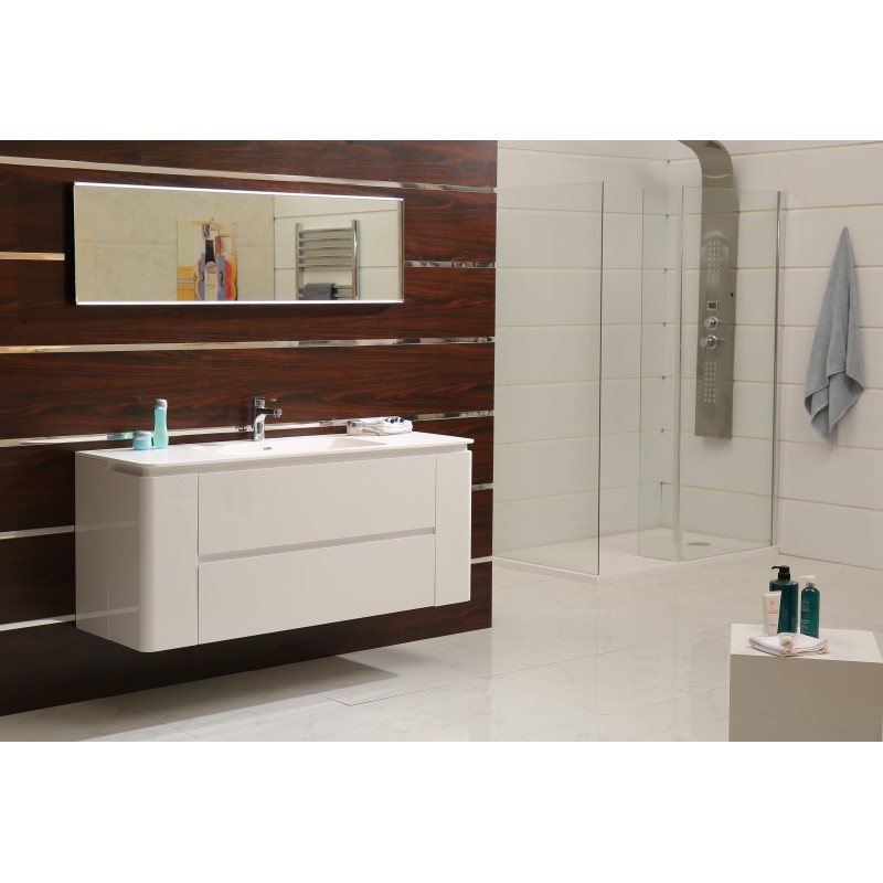 PVC Долен шкаф за баня, панти със “soft close” механизъм, 140x46x60см, Умивалник iStone материал