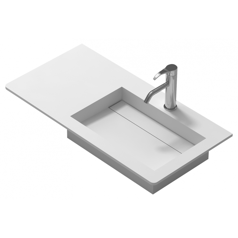 PVC Долен шкаф за баня, панти със “soft close” механизъм, 90x46x60см, Умивалник iStone материал, /ДЯСНО КОРИТО/