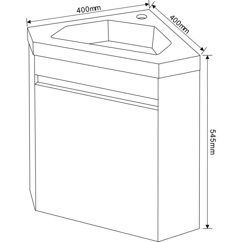 PVC шкаф за баня, панти със “soft close” механизъм. 39.7x39.7x50см, умивалник от смола