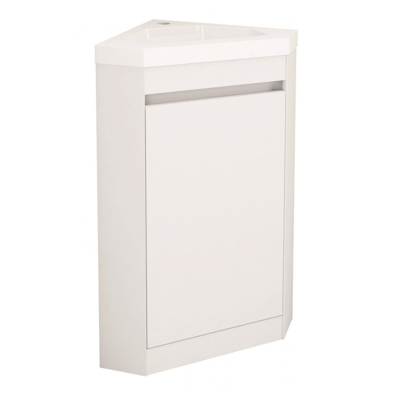 PVC шкаф за баня, панти със “soft close” механизъм. 40x40x82см, Умивалникът е порцеланов
