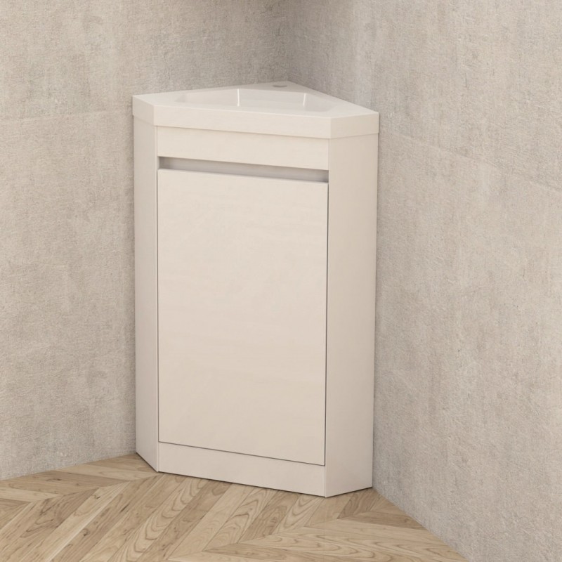 PVC шкаф за баня, панти със “soft close” механизъм. 40x40x82см, Умивалникът е порцеланов