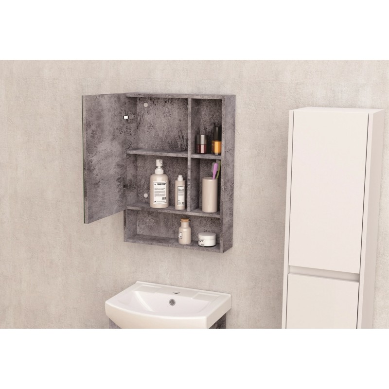 Огледален PVC шкаф, Панти Soft close, 50*15*70см