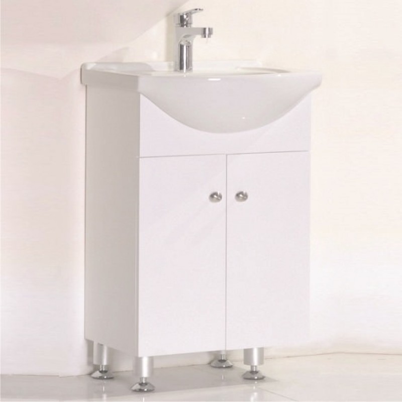 PVC Долен шкаф за баня, панти със “soft close” механизъм. 85x44x85см, , Порцеланов умивалник