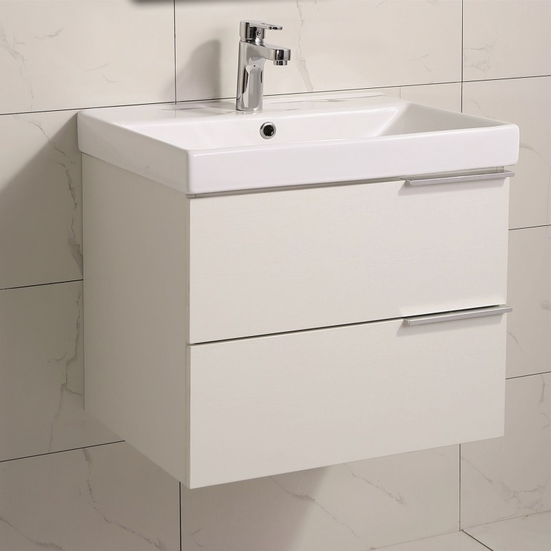 PVC шкаф за баня, Ш60xД46xВ55см, ПАНТИ soft close, УМИВАЛНИК порцелан