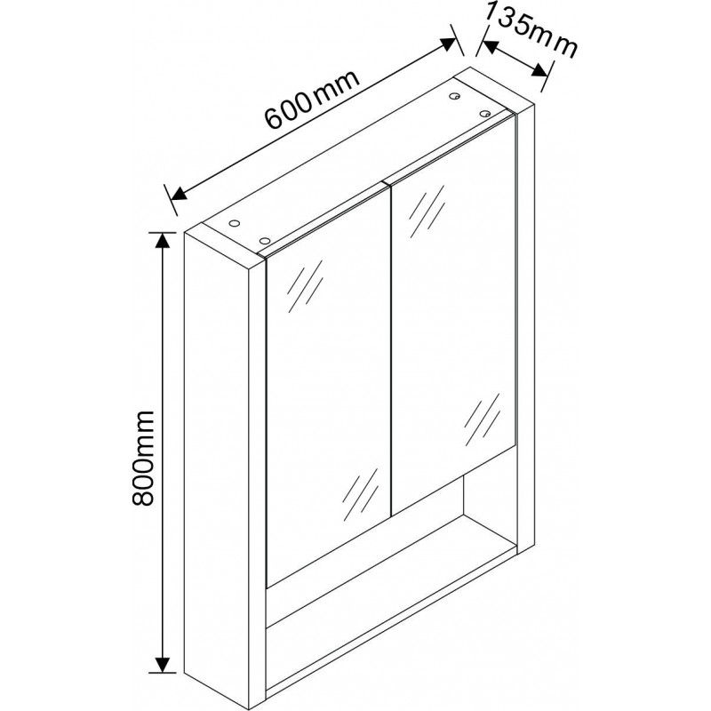 Горен огледален шкаф за баня, Шперплат, 60*13.5*80см, Панти Soft close