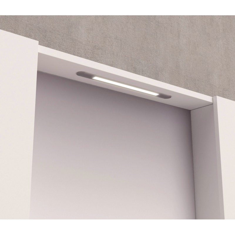 Горен огледален PVC шкаф за баня, 120*14*60см, Панти Soft close, Бял