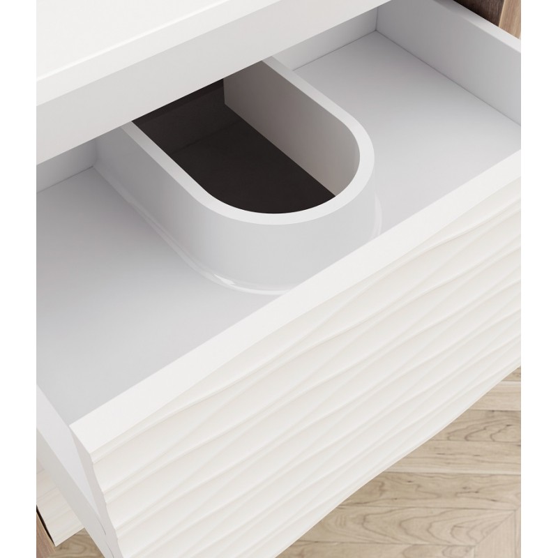 PVC Долен шкаф за баня, панти със “soft close” механизъм. 60x45x50см, , Умивалникът е от смола