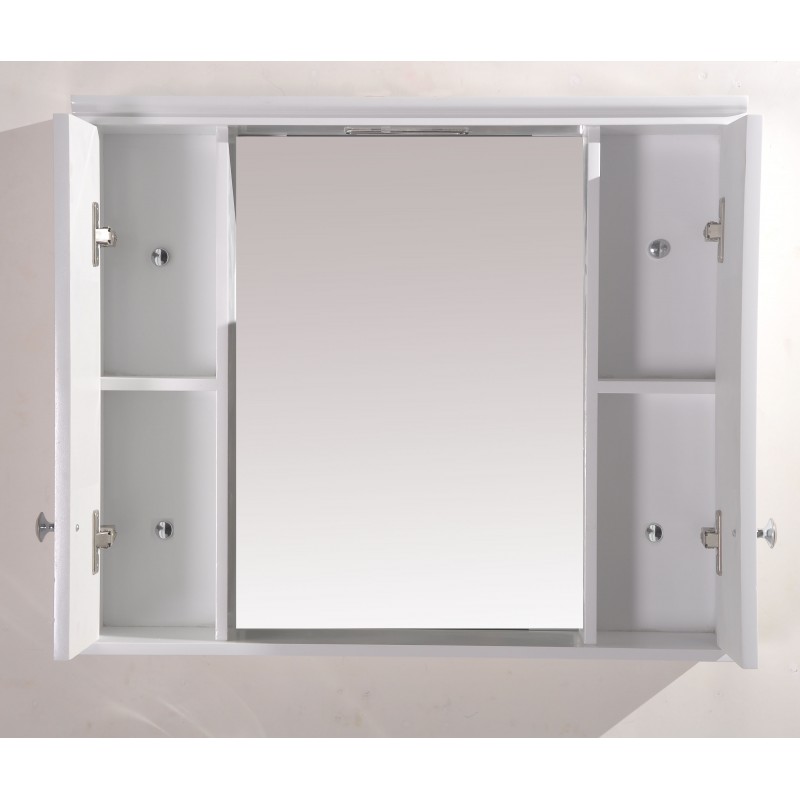 Горен огледален PVC шкаф за баня, ш65*д13*в55см, Панти Soft close