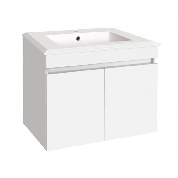 PVC Долен шкаф за баня, панти със “soft close” механизъм. 71x46x57см, Порцеланов умивалник